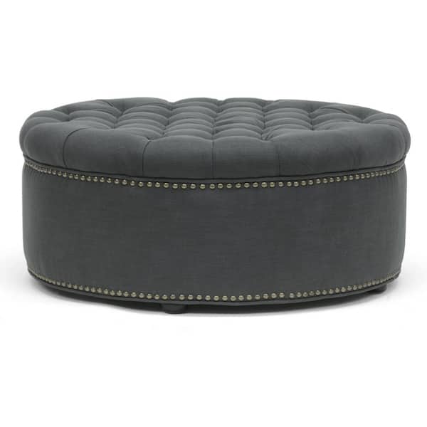 Baxton Studio Iglehart Traditional Gray Fabric Upholstered Ottoman