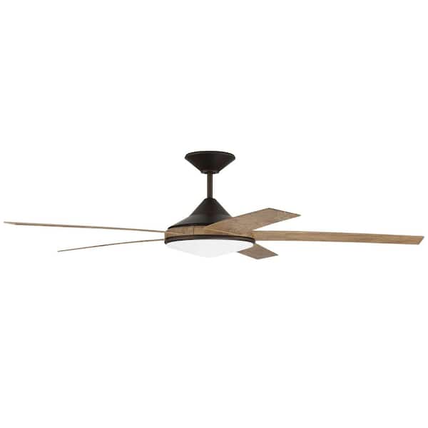 CRAFTMADE Delaney 60 in. Indoor/Outdoor Espresso Finish Ceiling Fan with Smart Wi-Fi Enabled Remote and Integrated LED Light Kit
