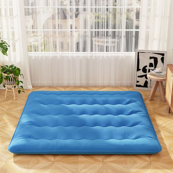 Comfort 4 in. King Size Memory Foam Floor Mattress Topper Pad with Washable Cover and Carry Bag for Camping