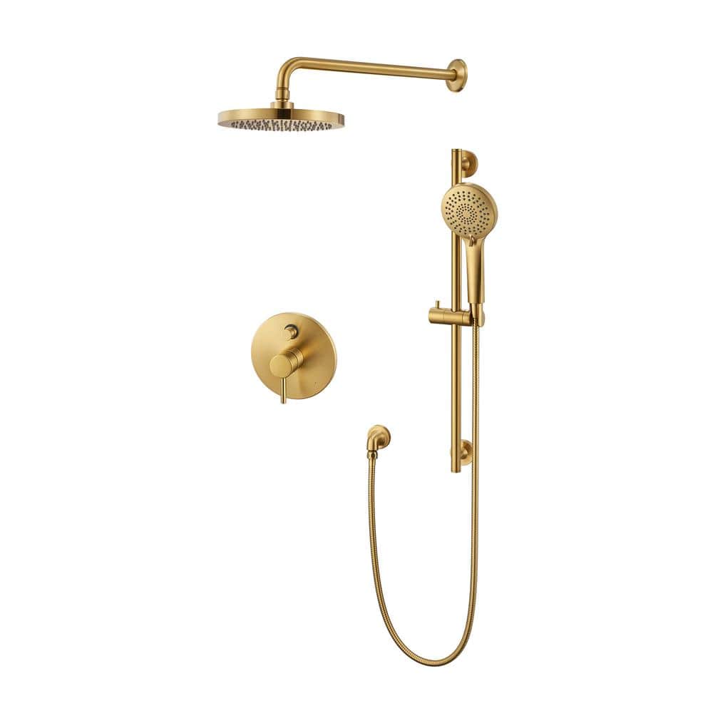 Single-Handle 3-Spray 24 in. Wall Bar Shower Faucet Kit with Hand Shower in Brushed Gold (Valve Included) price history on PriceWatchPro