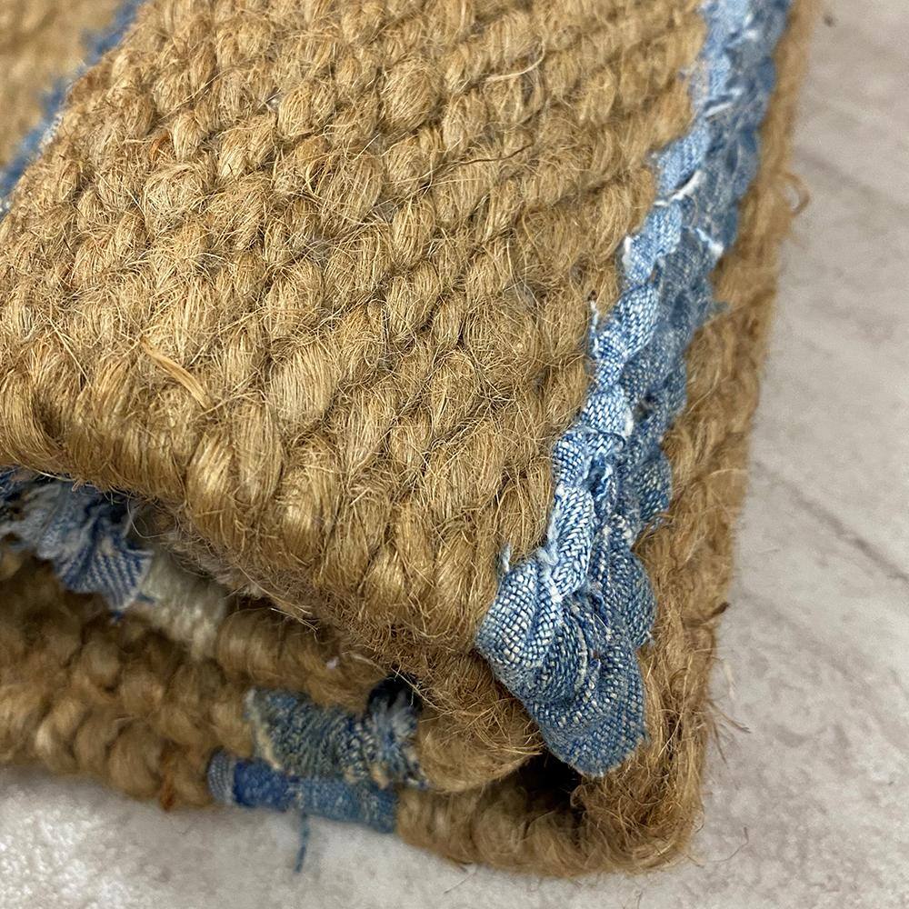 Handmade Blue and Beige Cotton Striped 5' x 7' Rug