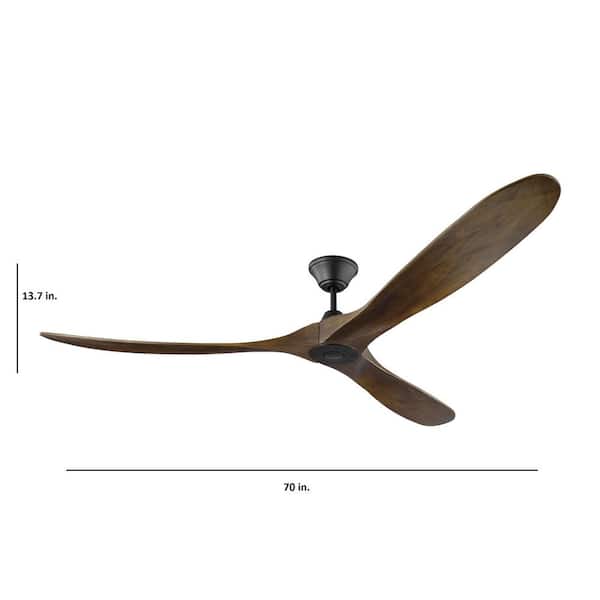 Maverick Max 70 in. Indoor/Outdoor Matte Black Ceiling Fan with Dark Walnut Balsa Blades, DC Motor and Remote Control