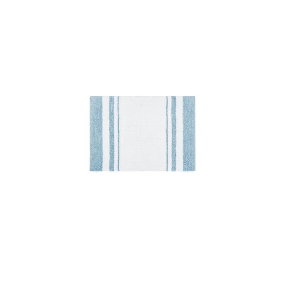 Madison Park Blue 20 in. x 30 in. Spa Cotton Reversible Bath Mat Rug