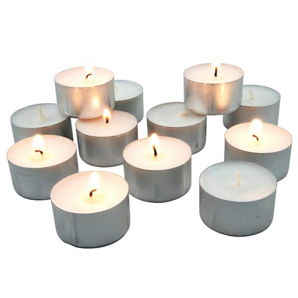 100 x Tealights Long 8 Hour Burning Time White Unscented Party Candle Tea Medium 