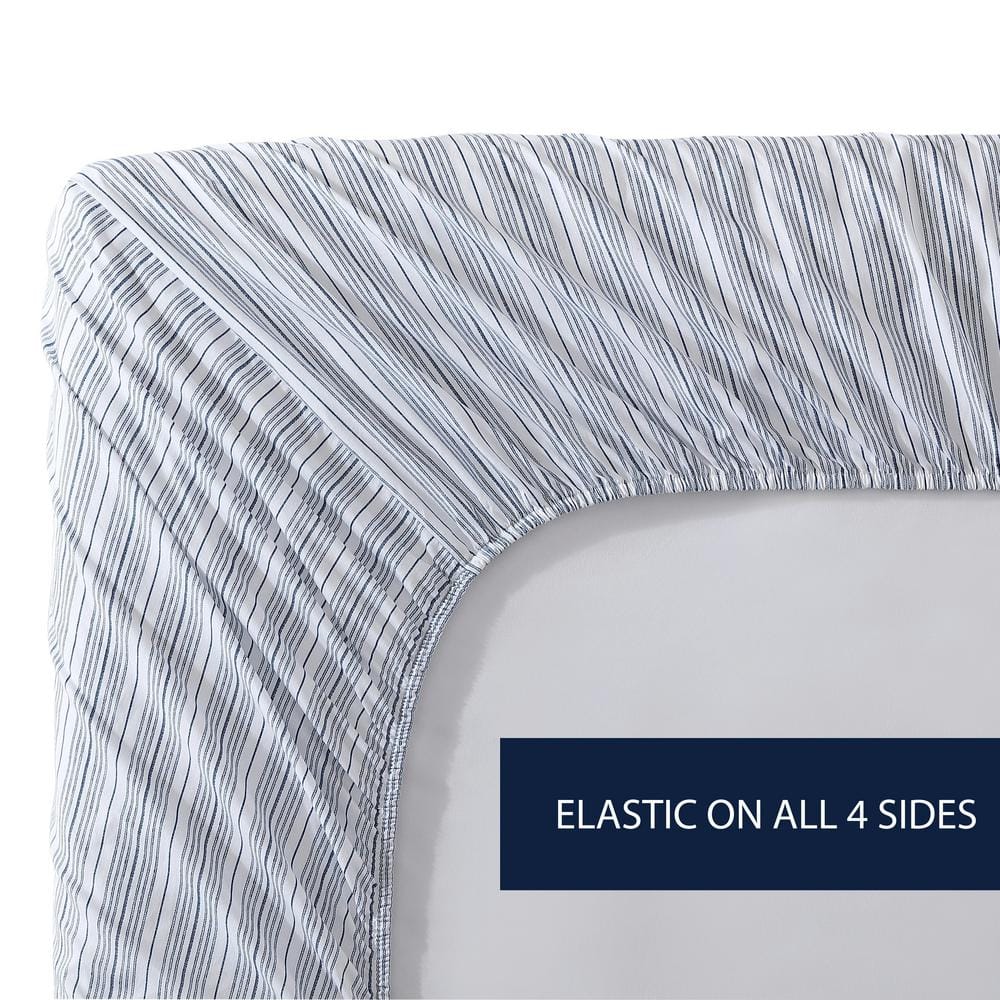 Blue Mirage Stripe Cotton Twin Deep Pocket Sheet Set