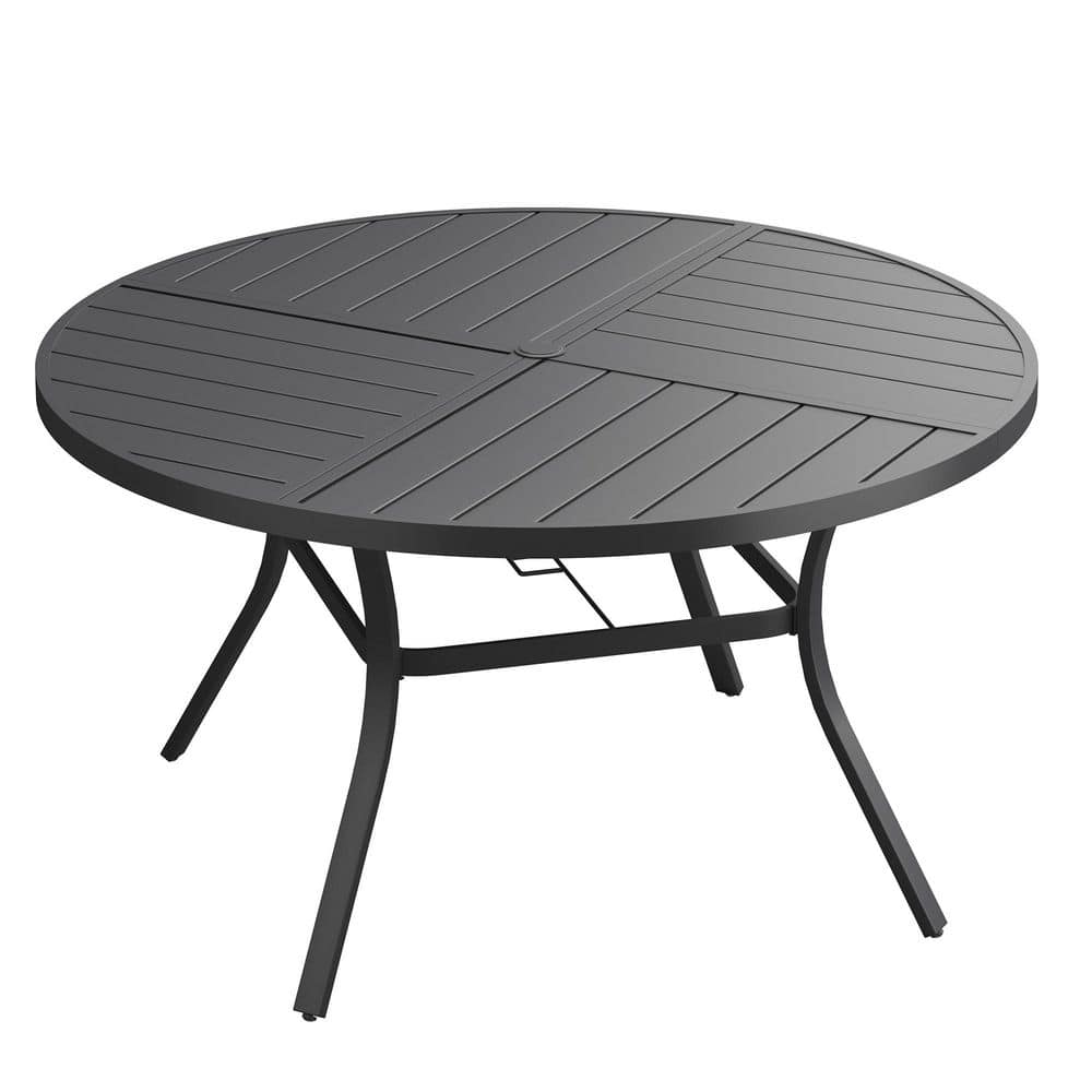 53.1 in. Black Round Outdoor Metal Patio Dining Table for 8, All-Weather Lawn Garden Table price history on PriceWatchPro