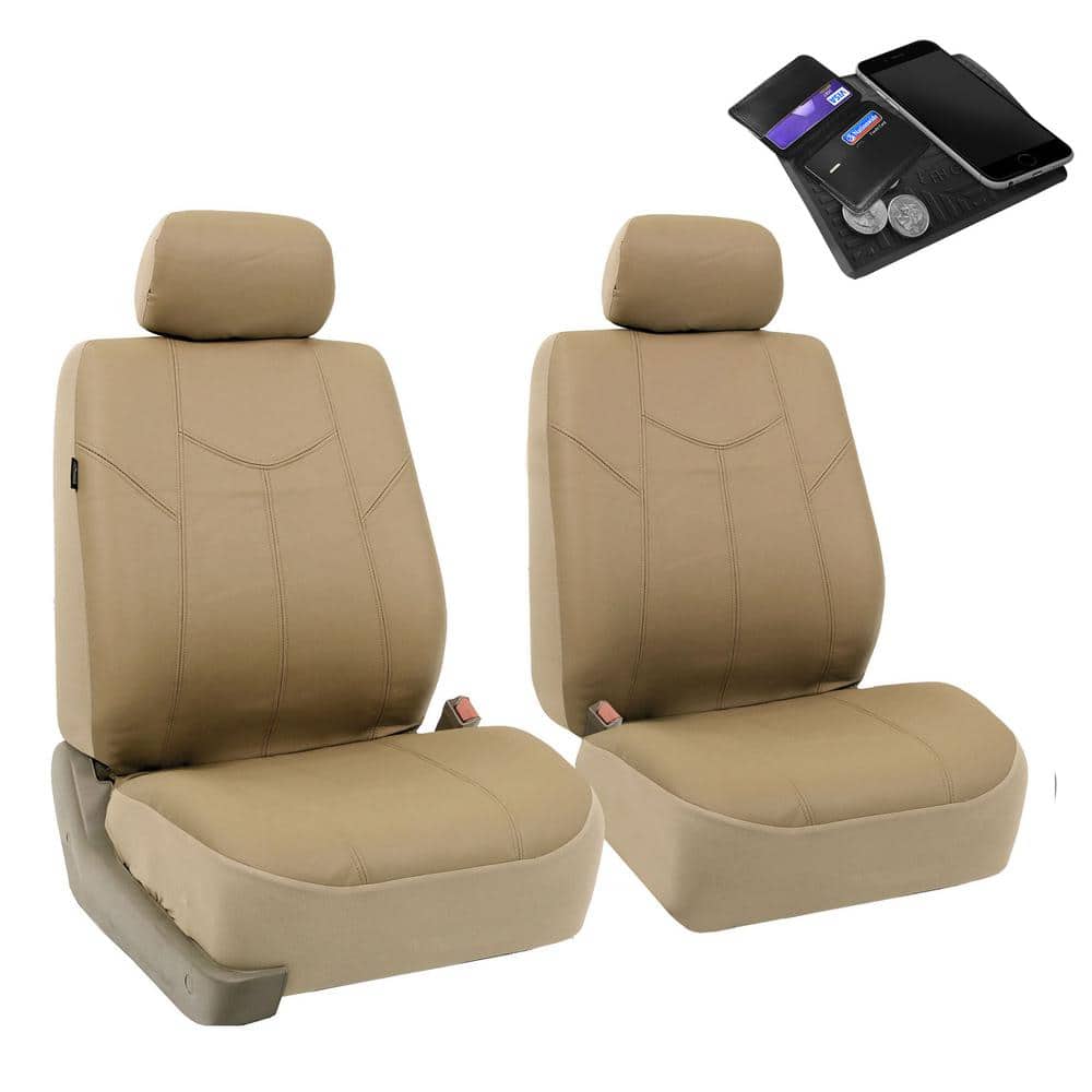 FH Group PU Leather 47 in. x 23 in. x in. Rome Half Set Front Seat Covers  DMPU009TAN102 The Home Depot