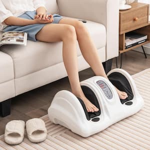 Shiatsu Foot Massager Kneading and Rolling Leg Ankle Remote Control White