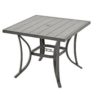 Modique Square Outdoor Aluminum Dining Table with Umbrella Hole