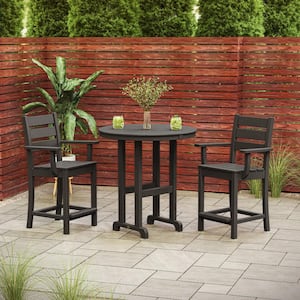 Grant Park Black 3-Piece HDPE Plastic Farmhouse Counter Set