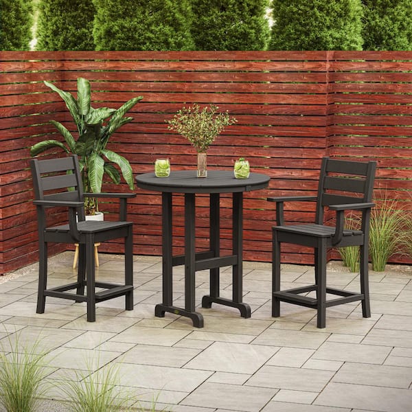 Grant Park Black 3-Piece HDPE Plastic Farmhouse Counter Set