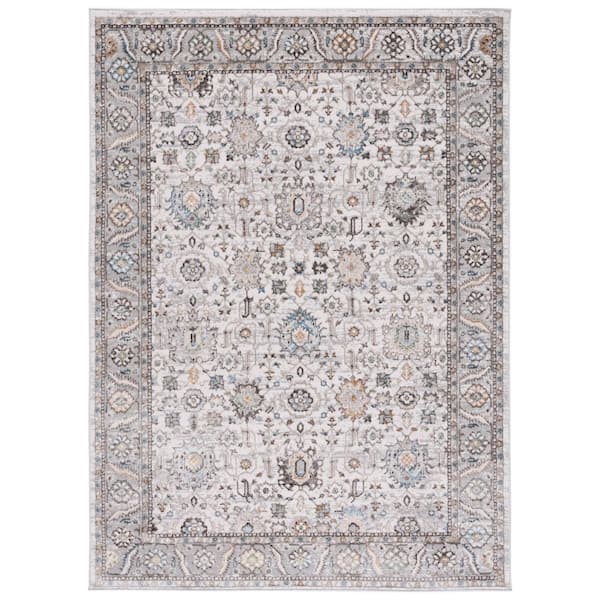 Bel Air 9 ft. x 12 ft. Beige/Gray Border Oriental Area Rug