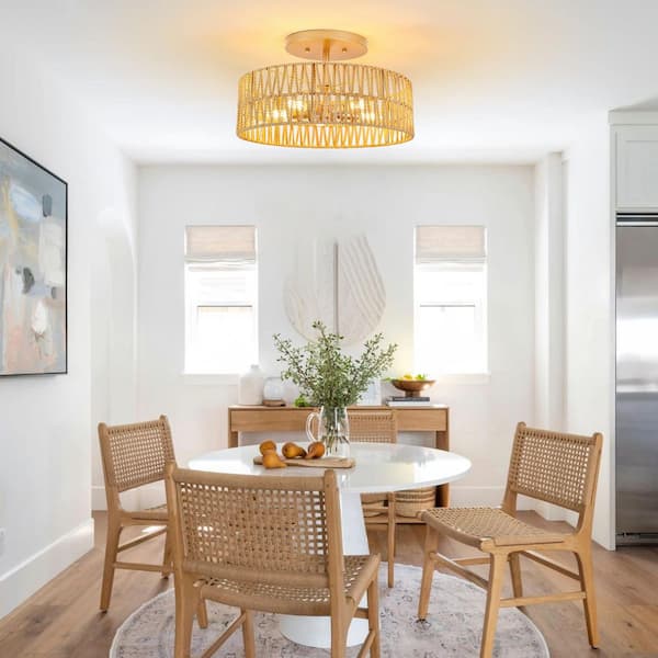 16in. 5-Light Boho Drum Semi Flush Mount Ceiling Light