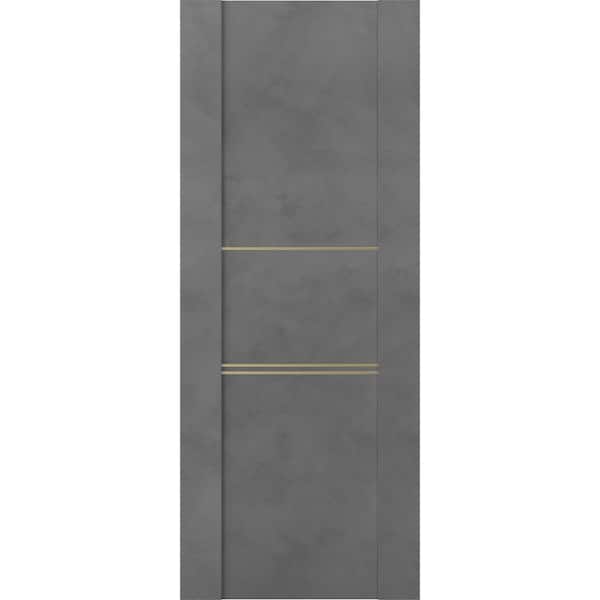 Belldinni Vona 01 3H Gold 28 in. W x 80 in. H x 1-3/4 in. D 1-Panel Solid Core Dark Urban Prefinished Wood Interior Door Slab