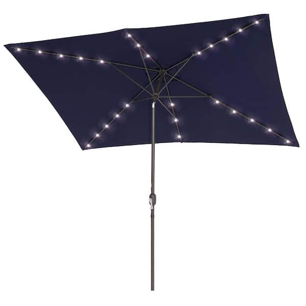 lighted rectangluar patio umbrella navy JEAREY 8x10 ft Rectangular LED Umbrellas Outdoor Solar Table Market w/Crank, 8 Sturdy Ribs, UV Protection Waterproof Sunproof(Dark Blue) : Patio, Lawn & Garden This outdoor cantilever umbrella spans 10x13FT MAISON ARTS 15-foot Rectangular Crank