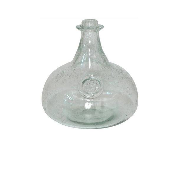 Unbranded 8 in. H x 7.5 in. Diameter Green Seeded Round Glass Vase