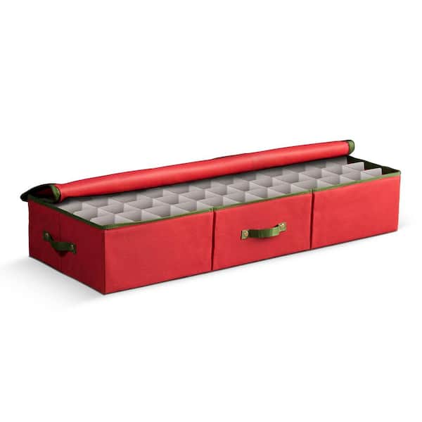 OSTO 40 in. Red Non-woven Ornament Storage Box (120-Ornaments)