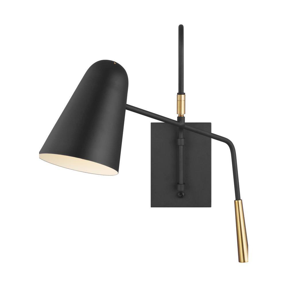 Ellen DeGeneres Midnight Black Steel Dimmable Swing Arm Wall Sconce