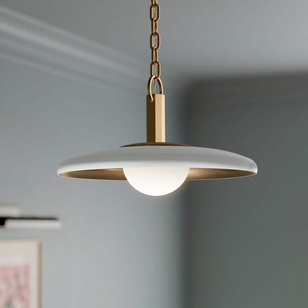 Kurio 16 in. 1-Light Pendant With Etched Opal Glass in White price history on PriceWatchPro