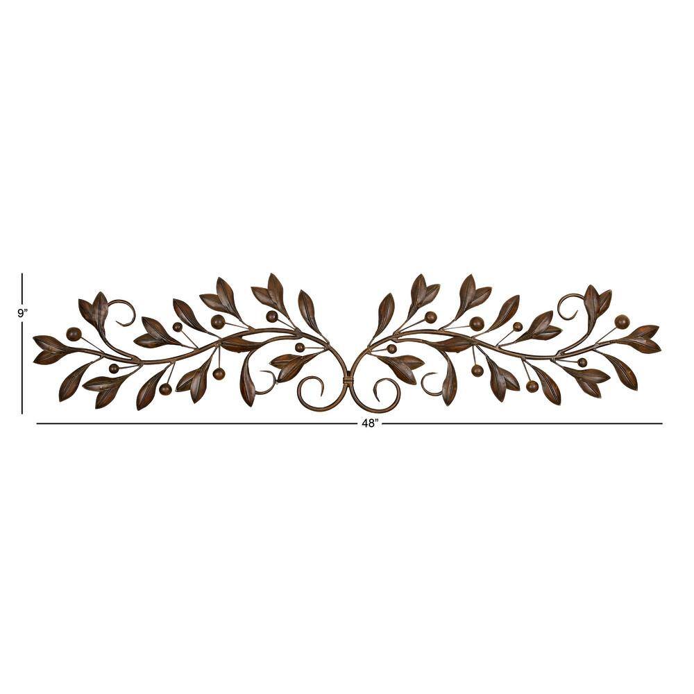Red and Green Metal Vine Leaf Wall Sculpture