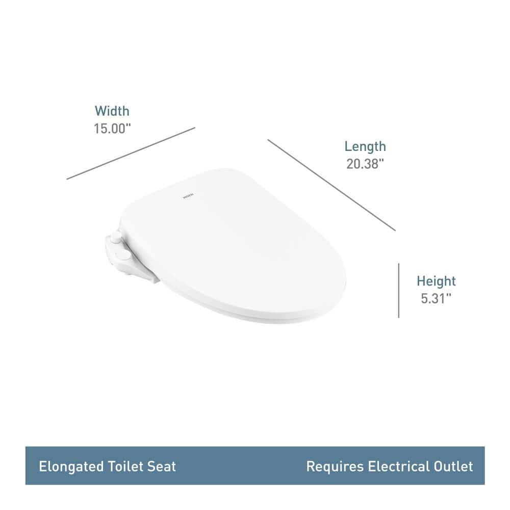 White Electronic Bidet Toilet Seat with Heated Water and Night Light