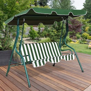 4.2 ft. Free Standing 3-Seats Outdoor Glider Hammock with Adjustable Waterproof Canopy Patio Swing Chair Green