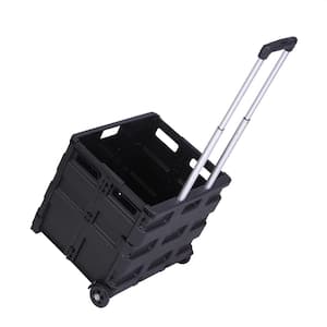 80 lbs. Load Capacity Plastic Rolling Utility Shopping Cart with 2 Wheels Black