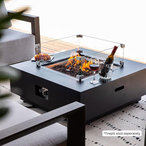 Sol Living Ashton 22 in. x 22 in. Square Tempered Glass Fire Pit