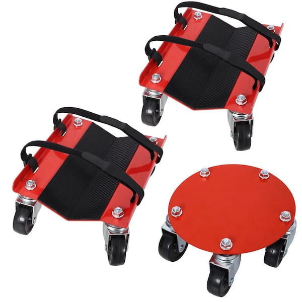 3Pack 1500 lb Capacity Grade Steel Red Mechanics Creeper Seat with V-Track, Wheels, Rubber Pads and 2 Heavy Duty Straps