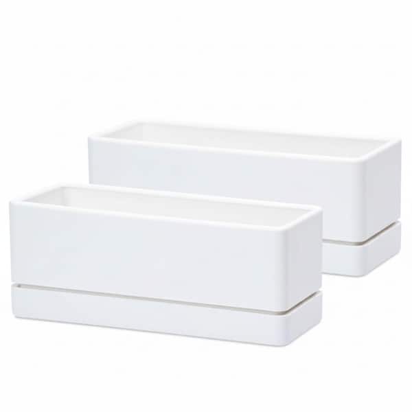 12 in. x 4.5 in. Window Box Planter, Rectangle Plastic Herb Planter with Drainage Holes and Saucer