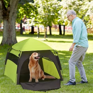 Pop Up Dog Tent for Extra Large and Large Dogs, Portable Pet Camping Tent with Carrying Bag, Green