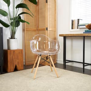 Clear Mid Century Modern Eiffel Style Acrylic Accent Chair with Wood Legs