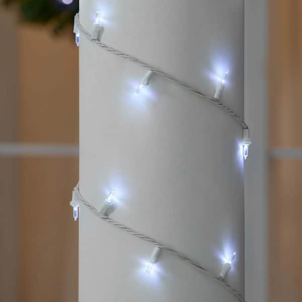 100 Count Cool White Mini LED Lights - White Wire