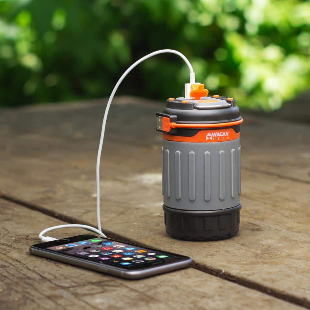 Gray and Orange ABS USB Rechargeable Camping Lantern