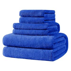 6 Piece Blue Microfiber Towel Set