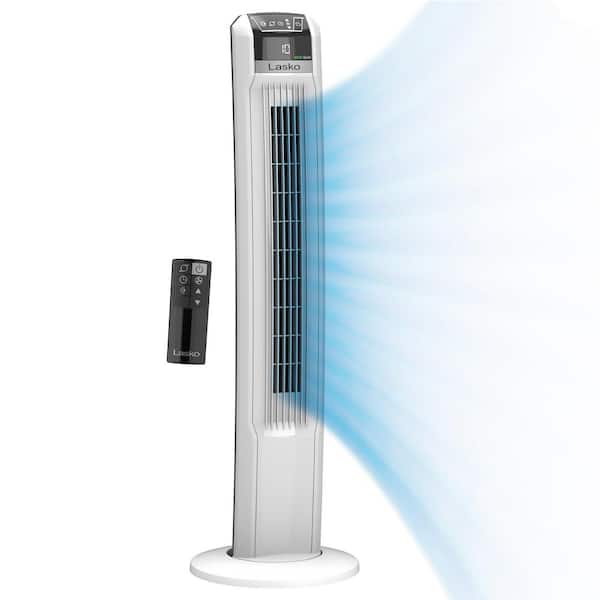 Eco Quiet 42 in. 12 Speed DC Motor Tower Fan in White with Night Mode, Timer, Quiet Operation, Oscillation, Remote