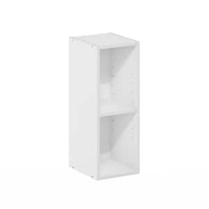 Fluda 21.18 in. Tall WhiteWood 2-Shelf Space Saving Bookcase
