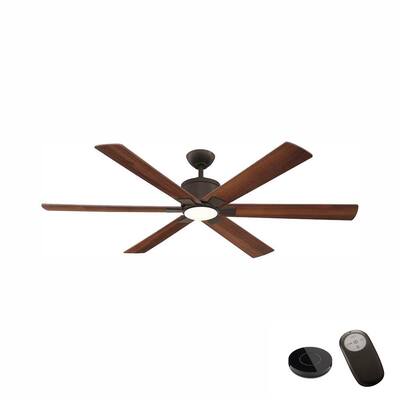 Renwick 60 in. Integrated LED Oil Rubbed Bronze Ceiling Fan with Light Kit Remote Control Works with Google and Alexa