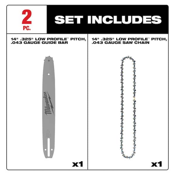 Milwaukee 14 in. Chainsaw Bar & Chain Combo with .325 in. Low Profile Pitch and .043 in. Gauge