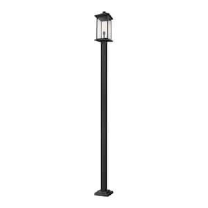 Portland 1-Light Black 117 in. Aluminum Hardwired Outdoor Weather Resistant Post Light Set with No Bulb included