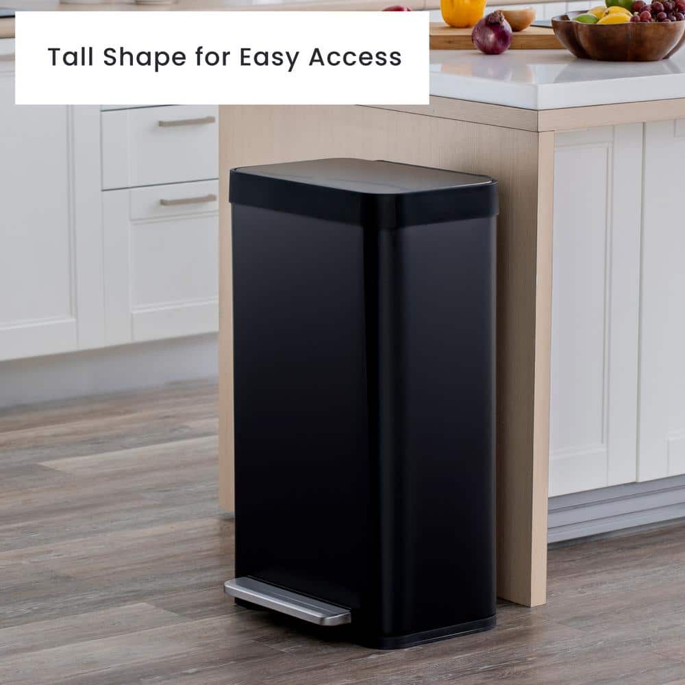 Matte Black Stainless Steel Rectangular Pedal Trash Can