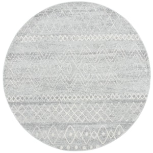 Madison Silver/Ivory 4 ft. x 4 ft. Round Geometric Area Rug