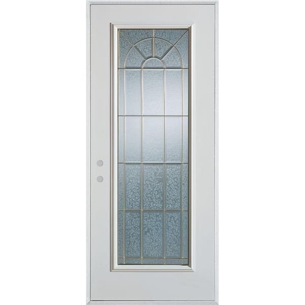 Stanley Doors 36 in. x 80 in. Geometric Patina Full Lite Painted White Right-Hand Inswing Steel Prehung Front Door