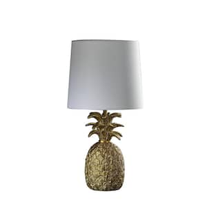 17 in. Golden Brass Tropical Heahea Pineapple Table Lamp