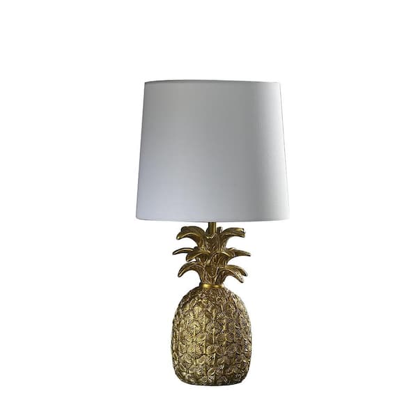 ORE International 17 in. Golden Brass Tropical Heahea Pineapple Table Lamp