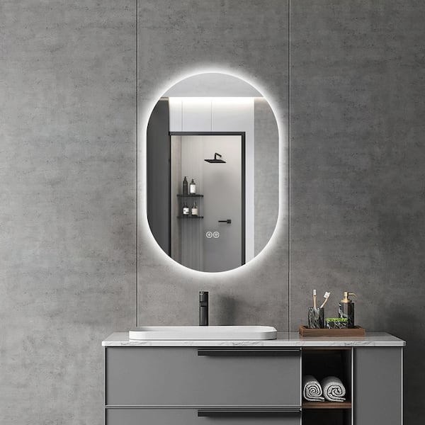 24 in. x 36 in. Bathroom Mirror with LED Lights Anti-Fog, Dimmable Lighted Mirror Wall Mounted Vanity Mirror LED Mirror