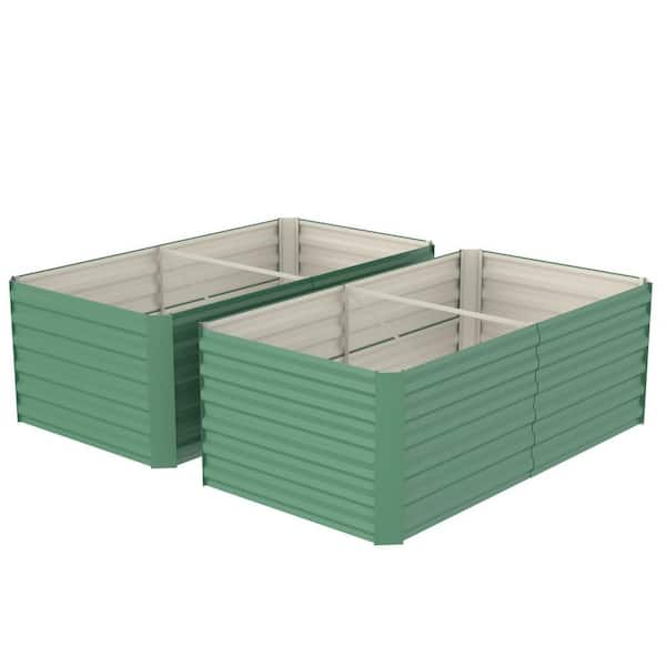 71 in. x 35.5 in. x 23.6 in. Outdoor Rectangular Galvanized Steel Raised Garden Bed in Green (2 Count)