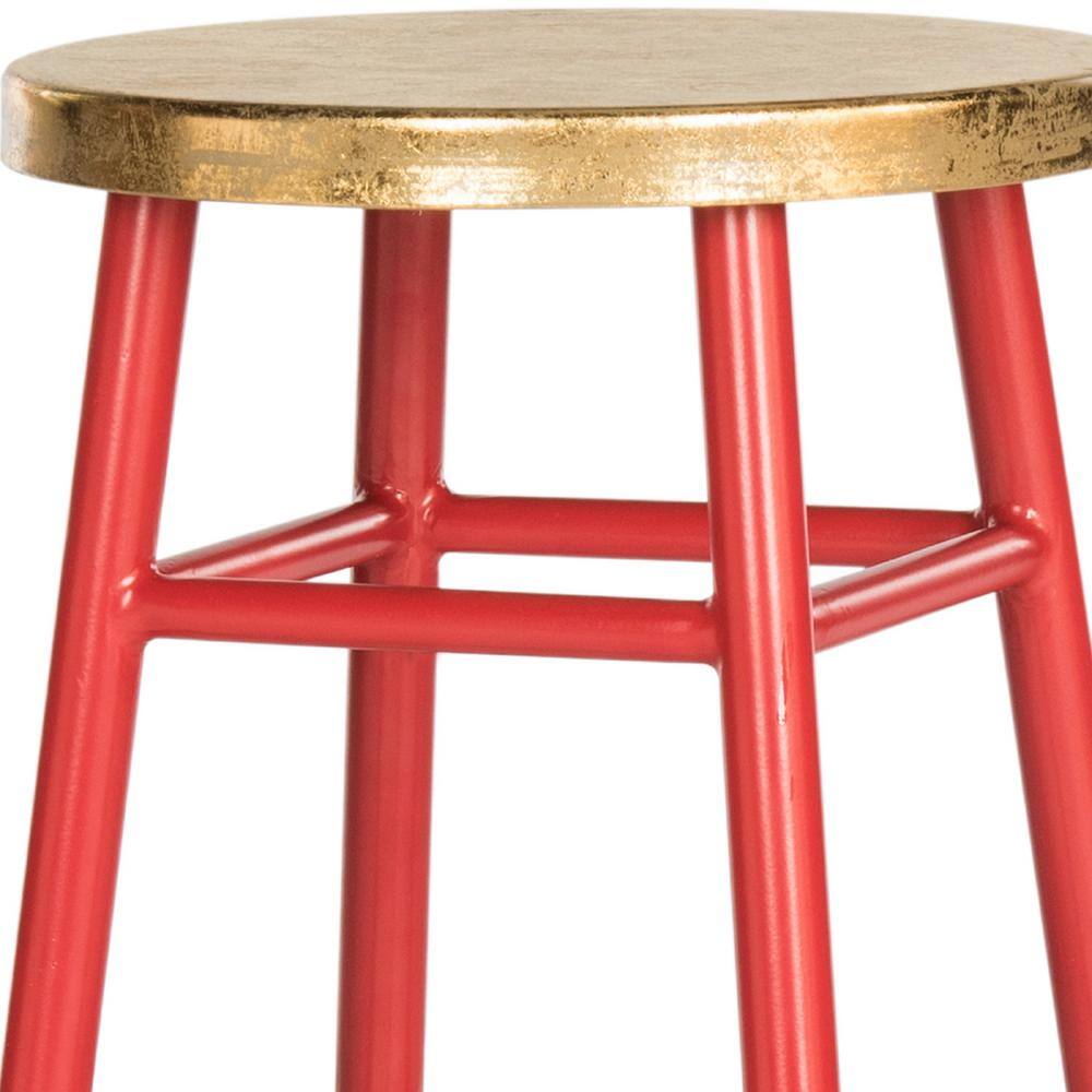 Transitional 24" Red and Gold Metal Counter Stool