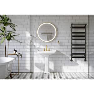 23 in. White Vitreous China Rectangular Pedestal Bathroom Sink With Overflow