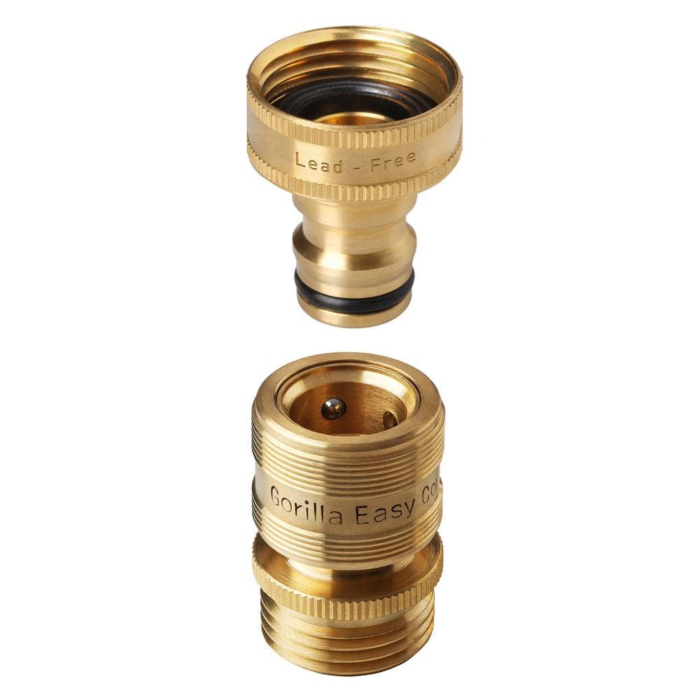 3/4 in. Standard GHT Locking Lead-Free Brass Garden Hose Quick Connect Set 